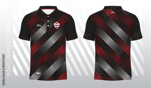abstract red polo jersey sport. Sport uniform in front and back view. Mock up for sport club.
