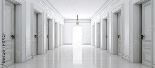 the doors in the white walled hallway