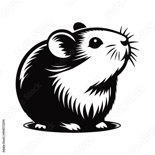 Hamster Animal black silhouette vector with white color background