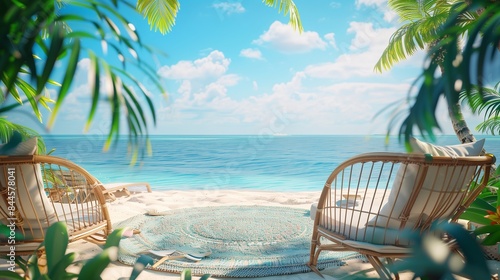 Summer vacation  beach background. 3d ing