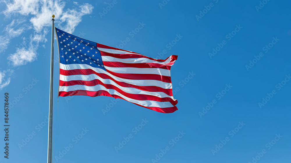 Naklejka premium Celebrating Independence Day in US. Independence day. Liberty enlightening the world. American Celebration Usa Flag And Fireworks At Sunset. USA flag with fireworks background for 4 july independence 