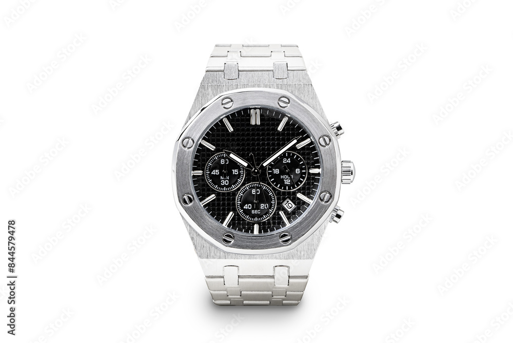 Luxury watch isolated on white background. With clipping path for artwork or design. Black. Luxury watch isolated on white background. With clipping path for artwork or design. Black.