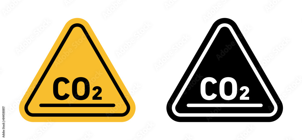 CO2 emission hazard warning indicating risk of carbon dioxide exposure CO2 emission hazard warning indicating risk of carbon dioxide exposure