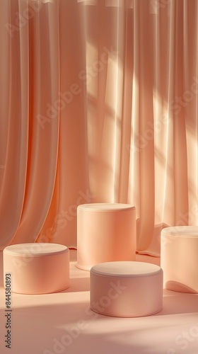Minimalist Peach-Colored Podiums for Elegant Product Displays © gen_pick