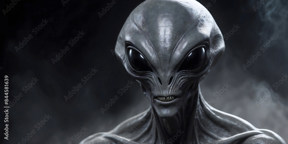 UFO concept.Portrait of an alien from outer space from other planets. UFO concept.Portrait of an alien from outer space from other planets.