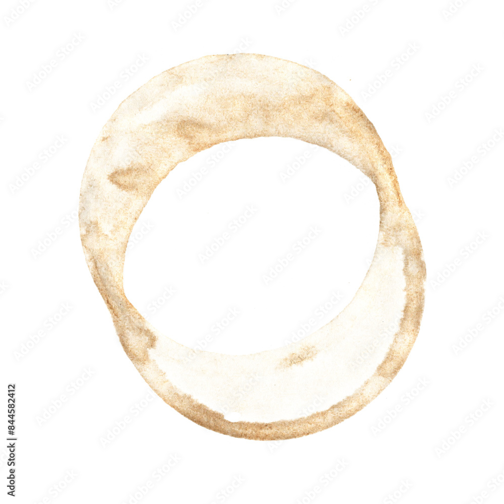 Brown Coffee Cup Mark on Isolated on White Background. Watercolor Coffee and Tea Circle Spot. Brown Coffee Cup Mark on Isolated on White Background. Watercolor Coffee and Tea Circle Spot.