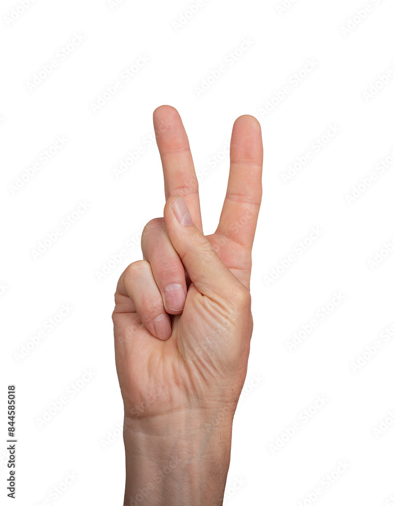 Hand showing the V sign for victory and peace. Isolated on white background, front view. Male hand gesturing success and positivity, ideal for concepts of success and communication, transparent PNG Hand showing the V sign for victory and peace. Isolated on white background, front view. Male hand gesturing success and positivity, ideal for concepts of success and communication, transparent PNG