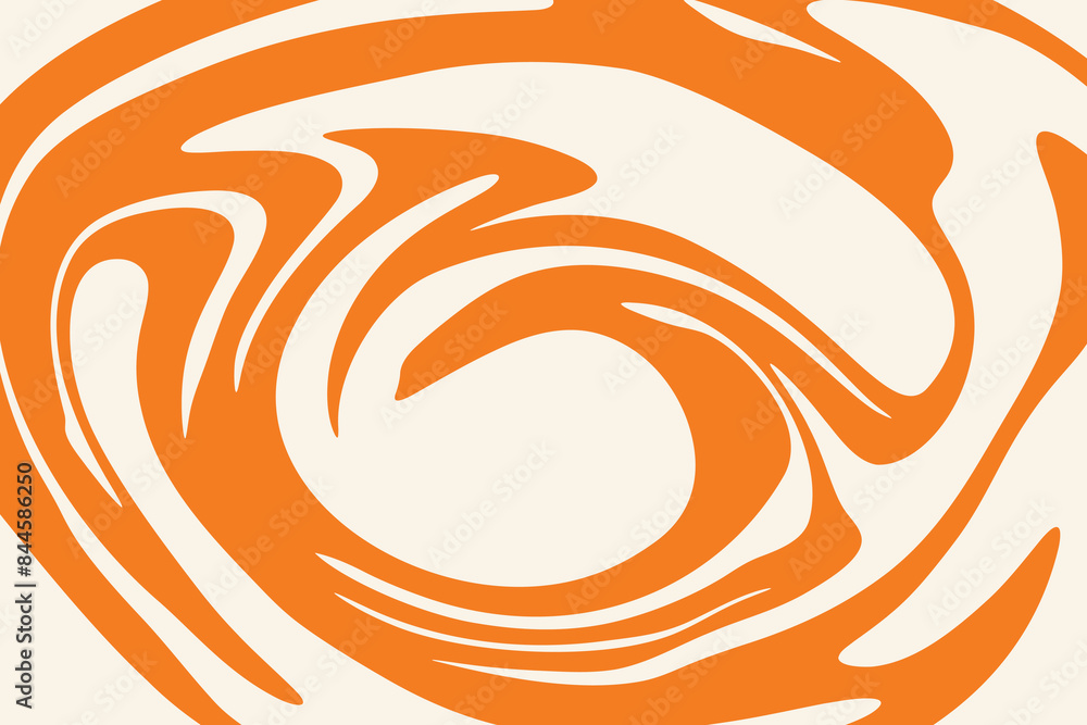Obraz premium Abstract background with orange waves, retro style. Colorful fluid wavy background in warm orange color. Distorted liquid texture in retro psychedelic style.