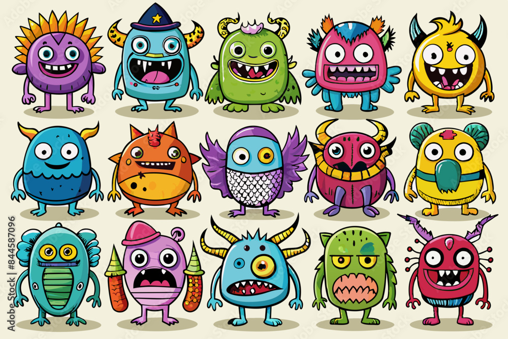 Fototapeta premium moonsters icons