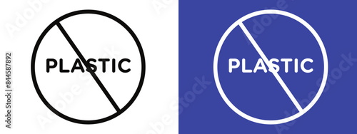 Eco-friendly zone notice prohibiting the use of plastic materials