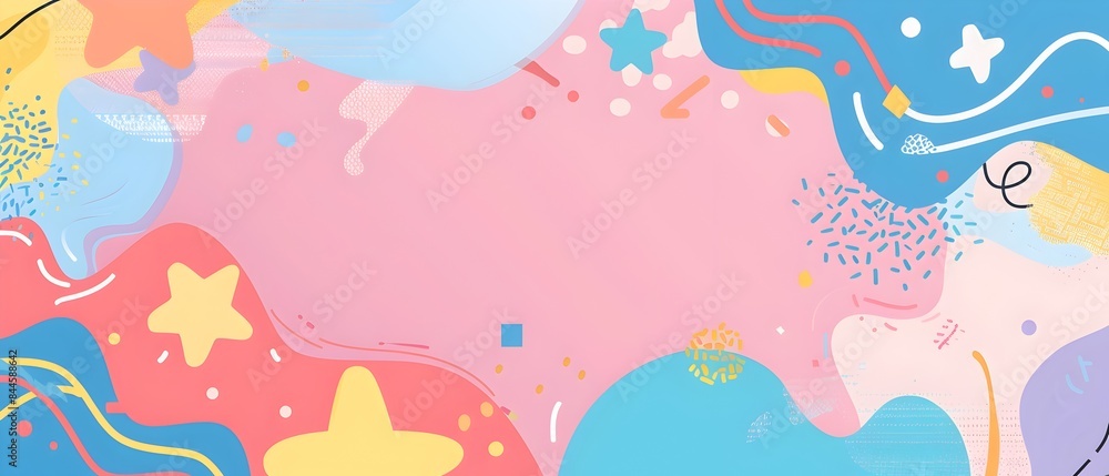 Pastel Geometric and Cartoon Inspired Border Design with Blank Area for Mockup Background Pastel Geometric and Cartoon Inspired Border Design with Blank Area for Mockup Background