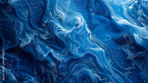 Water flows, swirls, and splashes creating waves and bursts. These blue streams are often seen in the ocean, seas, and fountains.