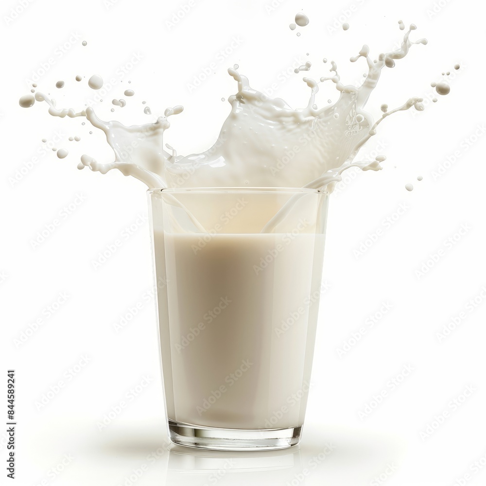 Glass of milk splashing on white background Glass of milk splashing on white background