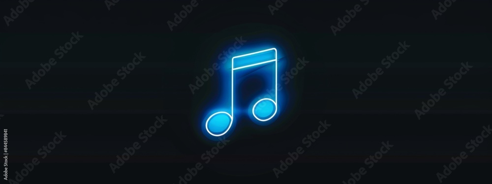 blue glowing music note on black background blue glowing music note on black background