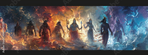 Mahabharata background gods in sky