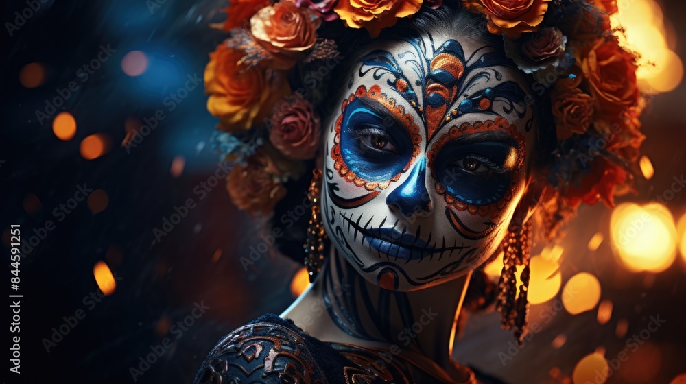 Ethereal Dia de los Muertos Makeup with Floral Headpiece Ethereal Dia de los Muertos Makeup with Floral Headpiece