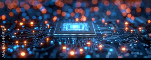 Close up of microchips representing futuristic technology