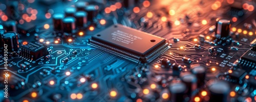 Close up of microchips representing futuristic technology.