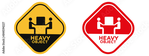 Handling heavy objects warning advising on safe lifting practices to prevent injuries