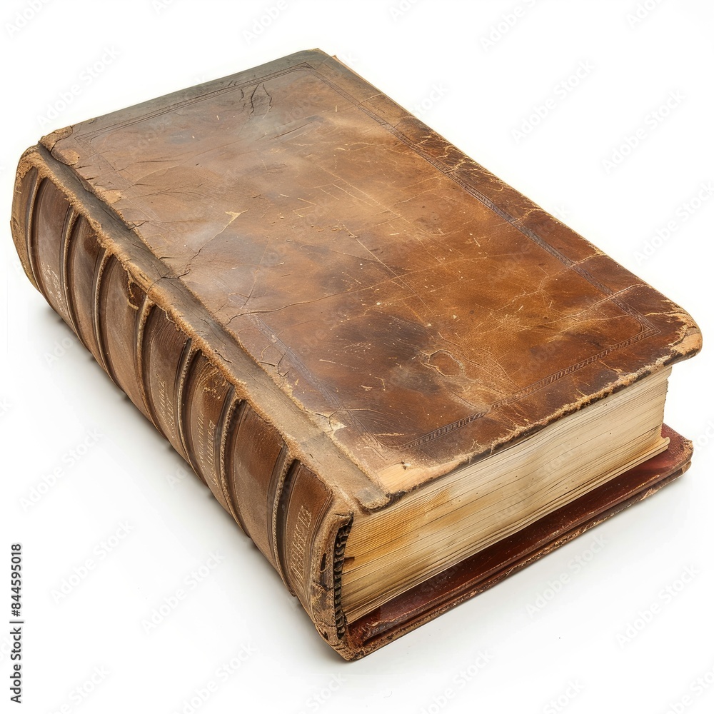 Obraz premium brown leather book on white background