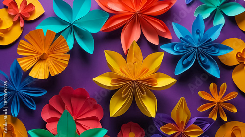 Beautiful flowers paper style poster
