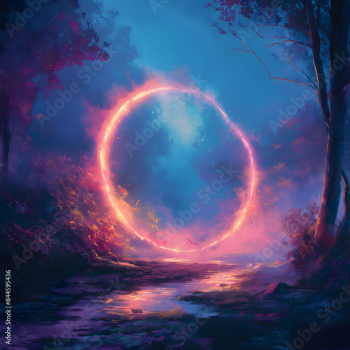 A mystical portal in the middle of a forest