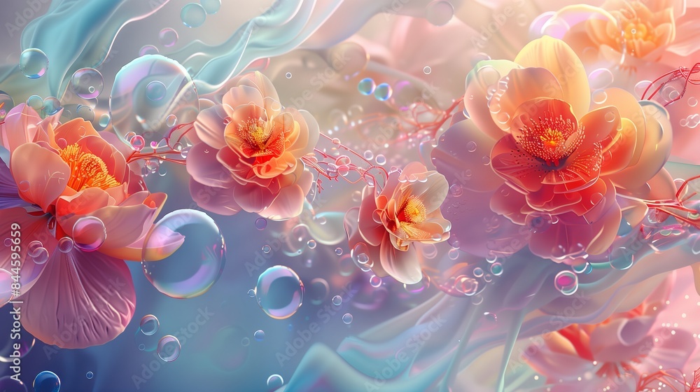 A beautiful of flowers made from bubbles , fantasy flower design ,colorful background, fantasy flower design, A beautiful of flowers made from bubbles , fantasy flower design ,colorful background, fantasy flower design,