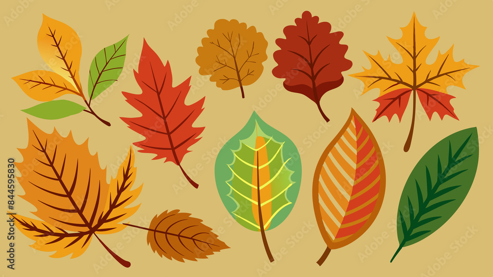 Obraz premium Autumn Fall Leaf set