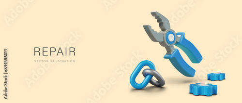 Concept of repair, restoration. Advertising business services
