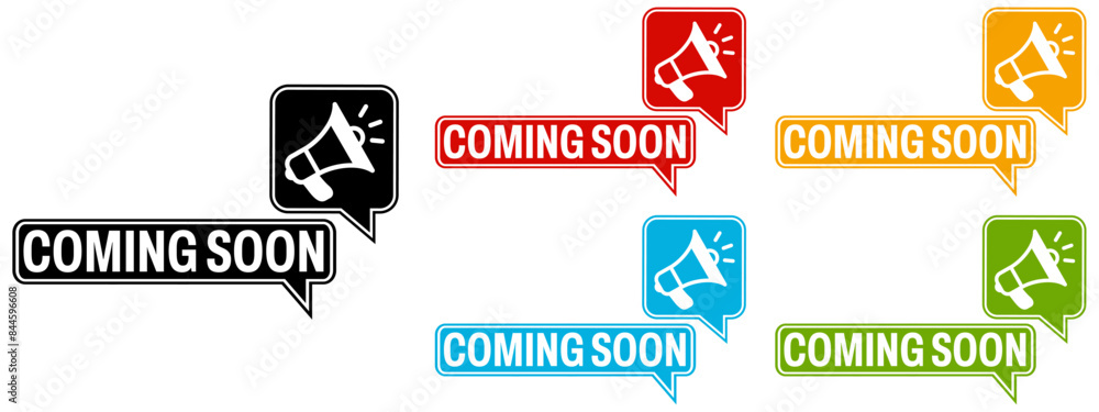 Obraz premium set coming soon icon. megaphone reminder sign design vector illustration