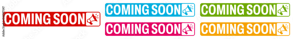 set coming soon icon. megaphone reminder sign design vector illustration set coming soon icon. megaphone reminder sign design vector illustration