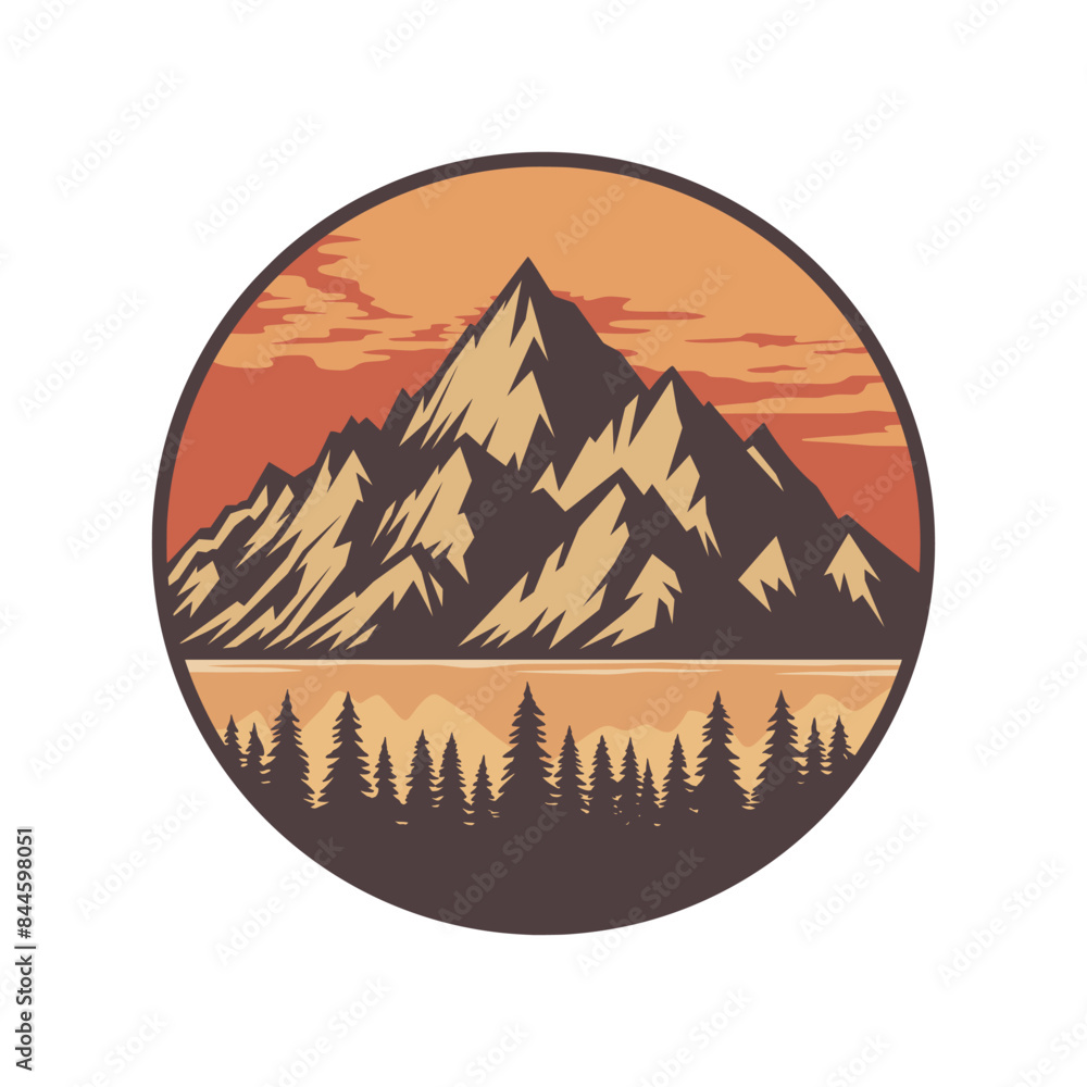 Obraz premium Sunset mountain logo illustration