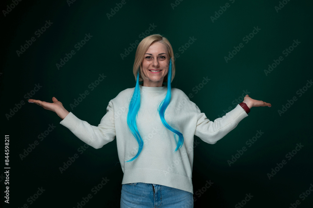 Woman With Long Blue Hair Posing Woman With Long Blue Hair Posing