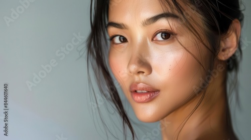 asian female model with flawless skin captured in a closeup portrait beauty concept