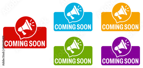 set collections coming soon icon. Promotion sign template design vector illustration