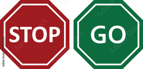 stop sign and go sign vector illustration