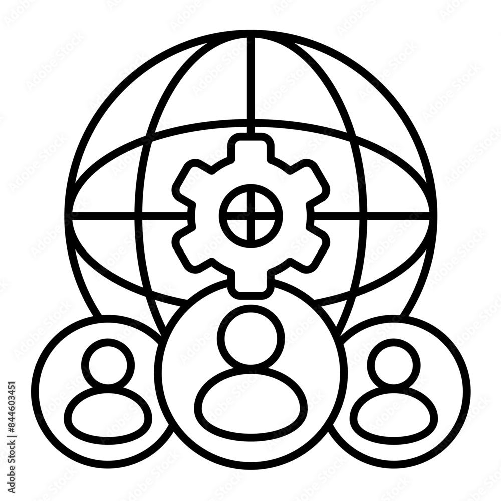 Obraz premium Team line icon illustration vector graphic