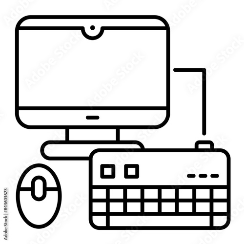 Workstation line icon illustration vector graphic