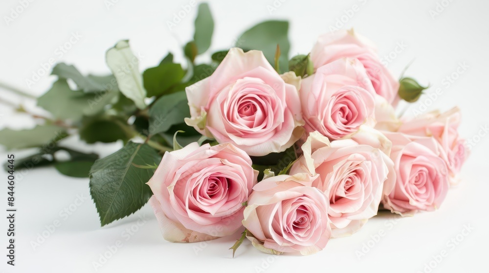 delicate pink rose flowers arranged in a beautiful floral bouquet isolated on a pure white background studio photo delicate pink rose flowers arranged in a beautiful floral bouquet isolated on a pure white background studio photo