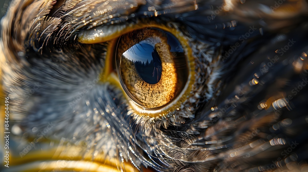 Patriotic Eagle's Eye with American Flag Reflection Patriotic Eagle's Eye with American Flag Reflection