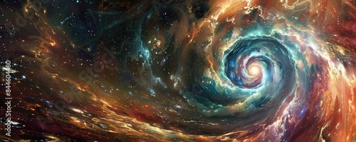 Vibrant cosmic galaxy swirl stars dust spectacle