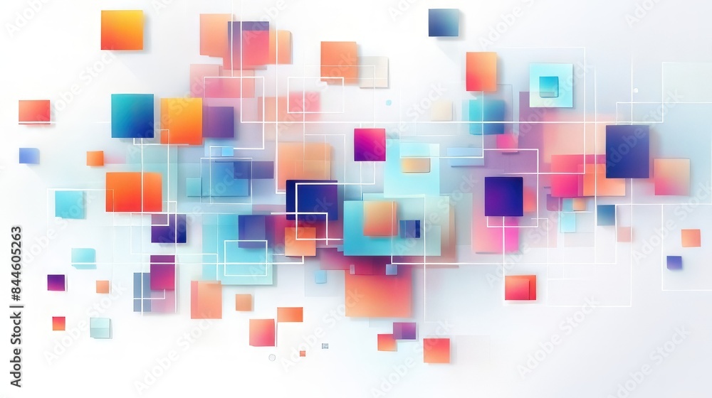 A background decorated with lively geometric patterns and squares, representing the core of technology and innovation in web design A background decorated with lively geometric patterns and squares, representing the core of technology and innovation in web design
