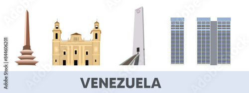 Venezuela building and landmarks vector illustration on white isolated
