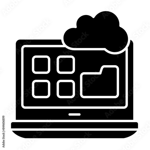 Laptop glyph icon illustration vector graphic