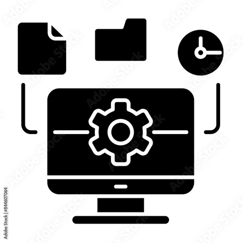 Monitor glyph icon illustration vector graphic