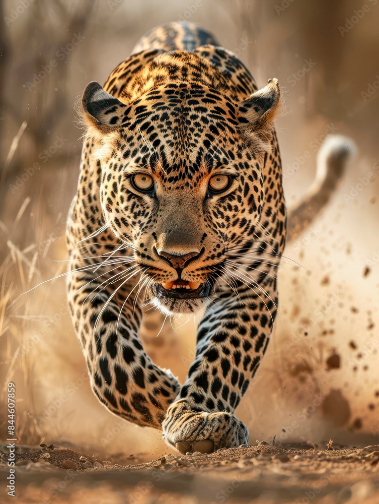 Fototapeta premium African leopard charge