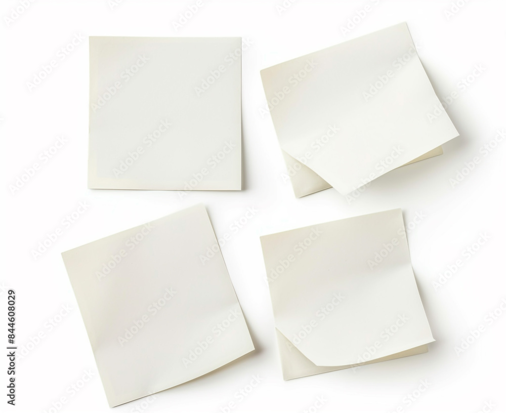 4 pieces of blank note paper isolated 4 pieces of blank note paper isolated
