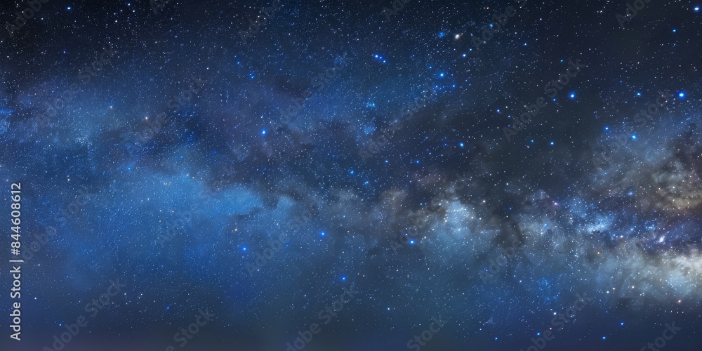 Panoramic view of the night sky filled with constellations, ideal for stargazing and astronomy enthusiasts. Panoramic view of the night sky filled with constellations, ideal for stargazing and astronomy enthusiasts.
