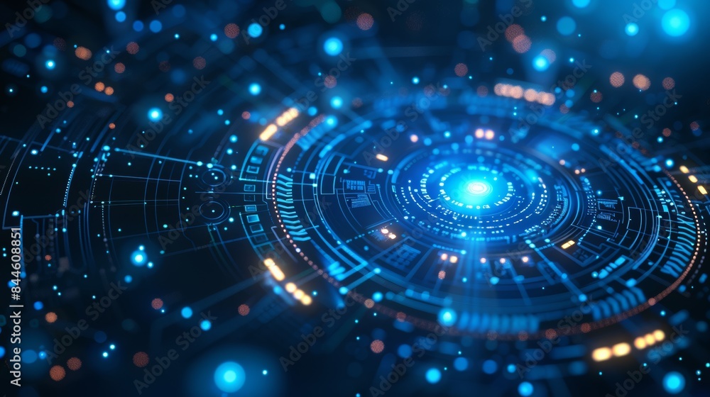 Technology Hologram with 3D Effect Technology Hologram with 3D Effect