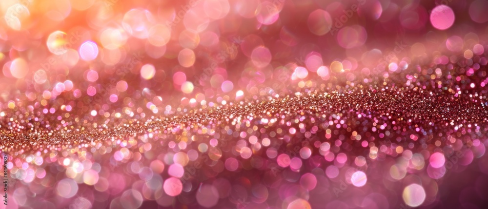 Golden pink sparkles on pink background. Light pink minimalistic festive glamorous background with scattered metal glitter in delicate pastel colors Golden pink sparkles on pink background. Light pink minimalistic festive glamorous background with scattered metal glitter in delicate pastel colors